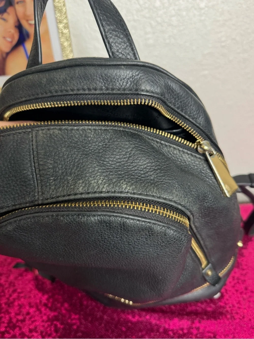 MICHAEL KORS 🖤 Pebbled Black Leather Backpack, Gold Hardware, 3 compartments